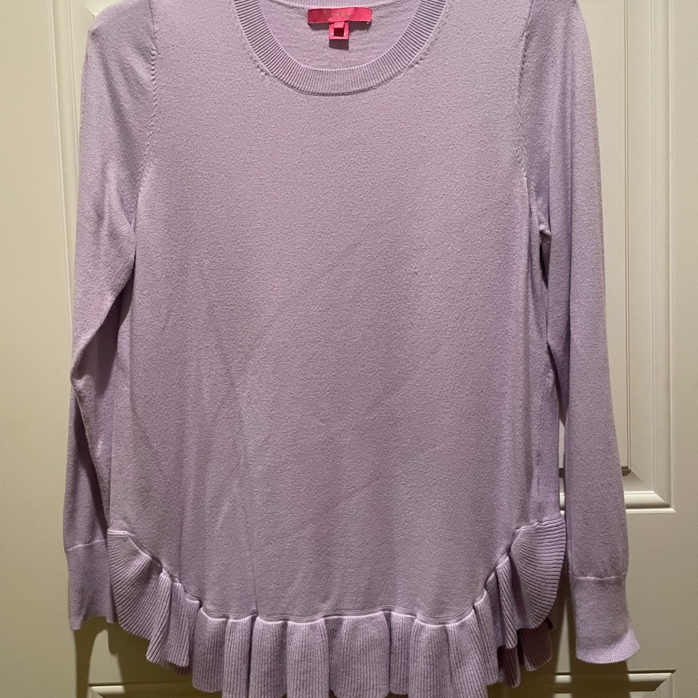 Lilly Pulitzer Estela Sweater, Size XL, Light Lilac Verbena